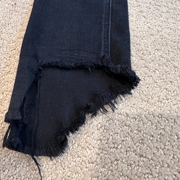 Rag & Bone Jeans Capri Mid Rise Skinny Destroyed Step Hem Black Hampton Size 27 - Picture 7 of 16